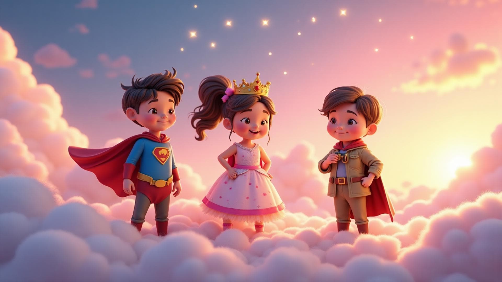 ზღაპრული გმირებად ქცეული ბავშვები ღრუბლებზე